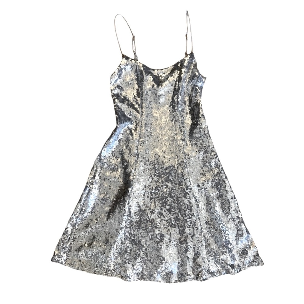 Urban Outfitters silver sequin mini dress. Size XS